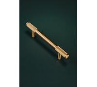 G Decor Mayfair Knurled Solid Brass Bar Pull Handle in Satin Brass, 96 mm Centres - Kitchen Cabinet, Cupboard and Drawer Handle, M4 Screws Included