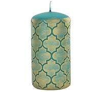 G Decor Morocco Gold Brass Emerald Green Pillar Candle New Home Gift (Small)