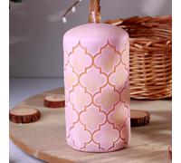 G Decor Morocco Inspired Mint and Pink Light Brass Pastel Pillar Candles Anniversary New Home (Light Pink 100168)