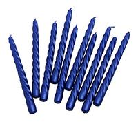 G Decor Navy Blue Twisted, Unscented Paraffin Wax, Skinny Large Tall Shimmer Church Tapers Dinner Candles Sticks, Great for Weddings and Christmas (Set of 10)