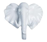 G Decor Ornamental Animal Heads Wildlife Solid Resin Wall Organizer Coat Hook (White Elephant (3551))