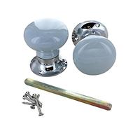 G Decor Perfect Edit Light Grey - Set of Handcrafted Ceramic Mortice Door Handles, Internal Turning Knobs for Bedroom & Room Doors with Chrome Base Suitable for Bedroom, Entry & Room Doors,