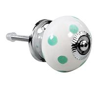 G Decor Polka Dot Spotted Round Ceramic Door Knob Vintage Shabby Chic Cupboard Drawer Pull Handle (Pastel Green Polka Dot)