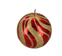 G Decor Red and Gold Spiral Glitter Glass Effect Reflecting Gloss Ball Pillar Candles (Ball)