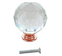 G Decor Rose Gold Copper Crystal Glass Cupboard Knobs (Round Diamond)