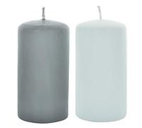 G Decor Set of 2 Stillness in Stone Nordic Grey & White Minimalist Matte Pillar Candles