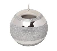 G Decor Silver Ball Three Stripes Candles, Perfect for Decoration, Gift, Dinner Party, Christmas, Family Evenings and Many More (Large Pillar) (Three Stripe Ball)