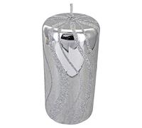 G Decor Silver Spiral Glitter Glass Candle Pillar (Large Pillar)