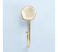 G Decor Tiffity Brass Crackle Glaze Ceramic Wall Hook (Cream)