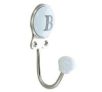 G Decor White Chrome Alphabet Number Letter Ceramic Vintage Shabby Chic Coat Hook Porcelain 350 (B)