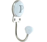 G Decor White Chrome Alphabet Number Letter Ceramic Vintage Shabby Chic Coat Hook Porcelain 350 (P)