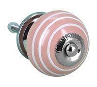 G Decor White Striped Round Ceramic Door Knob Vintage Shabby Chic Cupboard Drawer Pull Handle 4504 (Light Pink)