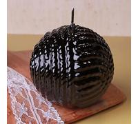 G Decor Wool Ball Effect Solid Detailed Pattern Lacquered Sphere Ball Candles for Anniversary New Home Christmas (Black)