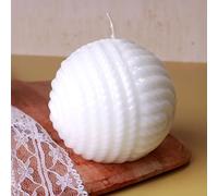 G Decor Wool Ball Effect Solid Detailed Pattern Lacquered Sphere Ball Candles (White)