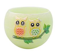 G Decor Yellow Orange 3D Owl Cute Couple Ball with Matching Tealight Holder (Tealight Holder)