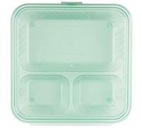 G.E.T. Enterprises Jade 9 3-Compartment Food Container, Flat Top, Break Resistant Dishwasher Safe Polypropylene Eco-Takeouts Collection EC-16-JA-EC (Pack of 4)