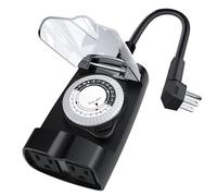 G-ELEK - Outdoor Waterproof Outlet Timer, 24 Hour Outdoor Light Timer, Timers for Electrical Outlets, Great for Pool Pumps, Christmas Lights,