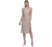G EVE One-Shoulder Bodycon Dress for Women's | Perfect for Wedding Guests & Casual Parties | Shiny Beaded Embellishments | Thigh-Length Shimmer Polyester Mini Dress | Gold - 12 UK