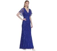 G EVE Sequin Embellished Floor-Length Gown for Women | Kimono Sleeves, V-Neck Beaded Design - 100% Polyester | Ideal for Bridesmaids, Wedding Guest & Mother of The Bride | Ultra Blue - 14 UK