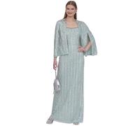 G EVE Women's Cocktail Full Length Evening Dress with Cape - Square Neck, Cape Sleeves | Polyester Party Wear with Zipper & Hook Eye Closure | Ideal for Wedding Guest & Bridesmaids | ICY Sage - 14 UK