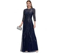 G EVE Women's Maxi Dress - 3/4 Sleeve Beaded, Round Neck Cocktail Gown with Sparkling Embellishments | Polyester Evening Wear for Wedding Guest, Mother of The Bride & Bridesmaids | 8 to 20 UK