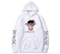 G&F Hoodie Pullover 2D Juice Wrld Print Hip Hop Hooded Sweatshirt Long Sleeve Fashion Casual Colorful Streetwear For Adult (Color : White, Size : S)