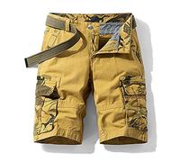 G&F Men's Cargo Shorts Multi-Pockets Hlaf Pants Casual Work Shorts Cotton Summer Breathable Quick Dry (Color : Khaki, Size : 29W)