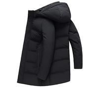 G&F Men's Down Jacket With 90% White Goose Down Insulated Mid-Length Winter Coat Puffer Jacket Outdoor (Color : Black, Size : 180)