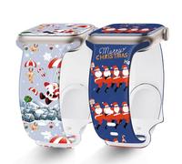 G-ficu 2 Pack Christmas Bands Compatible with Apple Watch Band 45mm 44mm 49mm 42mm iWatch SE Series 9 8 7 6 5 4 3 2 1 Ultra 2 /1 Band for Women Men, Soft Silicone Holiday Snowflakes Gift Print Sport