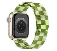 G-ficu Checkerboard Milanese Straps for Apple Watch Straps Women 38mm 40mm 41mm 42mm(S11/10), Metal iWatch Strap, Magnetic Band for Apple Watch Strap Series 11 10 9 8 7 6 5 4 3 2 1 SE, Green/Yellow