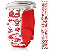 G-ficu Christmas Engraved Silicone Straps for Apple Watch Straps Women Men 46mm 45mm 44mm 42mm(S3) 49mm, Cute and Soft iWatch Strap for Apple Watch Series 11 10 9 8 7 6 5 4 3 2 1 SE Ultra Strap