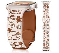 G-ficu Christmas Engraved Silicone Straps for Apple Watch Straps Women Men 46mm 45mm 44mm 42mm(S3) 49mm, Cute and Soft iWatch Strap for Apple Watch Series 11 10 9 8 7 6 5 4 3 2 1 SE Ultra Strap
