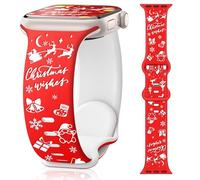 G-ficu Christmas Engraved Silicone Straps for Apple Watch Straps Women Men 46mm 45mm 44mm 42mm(S3) 49mm, Cute and Soft iWatch Strap for Apple Watch Series 11 10 9 8 7 6 5 4 3 2 1 SE Ultra Strap