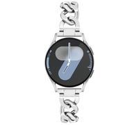 G-ficu Slim Cowboy Chain Straps Compatible with Samsung Galaxy Watch 7 6 5 4 FE Strap 40mm 44mm for Women, 20mm Metal Replacement Band for Samsung Watch 7 Strap/6 Classic/5Pro/4 Classic, Silver