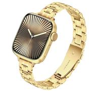 G-ficu Slim Metal Straps for Apple Watch Straps Women 46mm 45mm 44mm 42mm(S3) 49mm, Adjustable iWatch Strap, Thin Stainless Steel Band for Apple Watch Strap Series 11 10 9 8 7 6 5 4 3 SE Ultra, Gold
