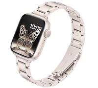 G-ficu Slim Metal Straps for Apple Watch Straps Women 46mm 45mm 44mm 42mm(S3) 49mm, Thin Stainless Steel Band, iWatch Strap for Apple Watch Series 11 10 9 8 7 6 5 4 3 SE Ultra Strap, Starlight
