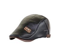 G Fuel Hat Leather Beret Men's Adjustable Newsboy Hat Beret Hat Driving Hat Cap Fashion Beret Hat Flat Cap Bear Hunt Hat (Black, One Size)