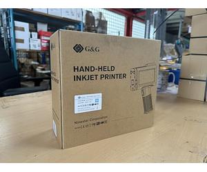 G&G Mobile handheld labelling printer GG-HH1001B with 4.3 inch touch screen for labels, logo, writing - prints on all solid surfaces such as glass, metal, paper, wood, plastic