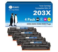 G&G Toner Compatible with HP 203X 203A for Color Laserjet M281FDW M280NW M281FDN M254dw M254nw CF540X CF541X CF543X CF542X (Pack of 4)