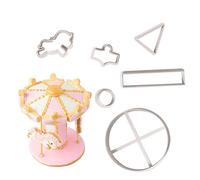 G.G.W 6PCS Carousel Merry-go-round Plastic Cup Cake Fondant Sugarcraft Cookie Cutters Cake Decorating Plunger Cutters Icing Modelling Tool
