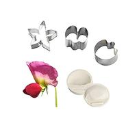 G.G.W Sweet Pea Blossom Petals Fondant Mould Sets 5pcs Cookie Cutters+Silicone Moulds for Cupcake Toppers Edible Sugar Craft Cake Decorating Gumpaste Clay Chocolate Candy