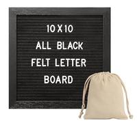 G GAMIT Black Felt Letter Board with 294 Changeable Letters&Numbers, 10”x10” Message Board Letter Sign Board in Black Frame with Stand and Canvas bag for Announcement&Notification