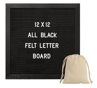 G GAMIT Black Felt Letter Board with 335 Changeable Letters&Numbers, 12"x12" Message Board Letter Sign Board in Black Frame with Stand and Canvas bag for Announcement&Notification