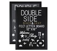 G GAMIT Double Sided Felt Letter Board 12”x16”with Black Wood Grain Frame,1032 White&Gold Letters,Symbols,Emojis,Script Cursive Words&Photo clips,Sign board&Message Board with Stand，Scissor&Canvas