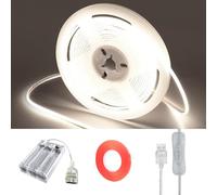 G GEEKEEP 6.56ft Waterproof Led Light Strips Battery Powered, Outdoor or Indoor Wireless Led Strips Battery Powered Rope Lights, 5050 SMD Battery Light Strip, (Pure White Lighting, 2 Packs)