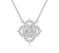 G&GEMSJEW Moissanite Pendant Adjustble Necklace for Women Mothers Day Valentines Birthday Gift for Her 18k White Gold Rhodium Plated GRA Certified Lab Grown VVS1, 18in chain, White gold plated