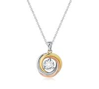 G&GEMSJEW Moissanite Tricolor Interlocking Circle Necklace for Women | 18K Gold Plated Dainty Pendant | Hypoallergenic, Non-Tarnish, Adjustable 18+2” Chain Gift for Wife, Girlfriend, Sister, Mom