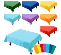 G GENLEAS 7 Pcs Disposable Plastic Tablecloths, Assorted Rainbow Colors, Rectangular Solid Color Table Covers in Bulk, 7 Color, 54x83 Inch