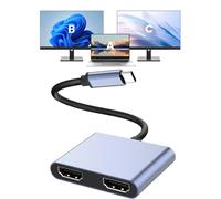 G GOPALA USB C to Dual HDMI Adapter 4K@60Hz, Multiport Adapter with 2 HDMI, USB3.0, PD 100W, USB C Splitter Compatible with MacBook Pro/Air, iPad Pro, Dell, HP, S24/S23/S22