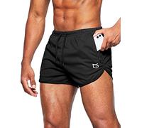 G Gradual Men's Running Shorts 3 Inch Quick Dry Gym Athletic Workout Short Shorts for Men with Liner and Zipper Pockets - Black - Large